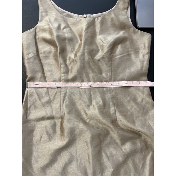 Coldwater Creek Sheath Dress 12 Taffeta Knee Length Sleeveless Zip Lined Gold - Picture 12 of 14